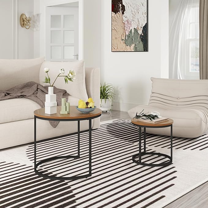 Nesting Tables Set of 2, Round Coffee Table, Small Nesting Coffee Table - Image 5