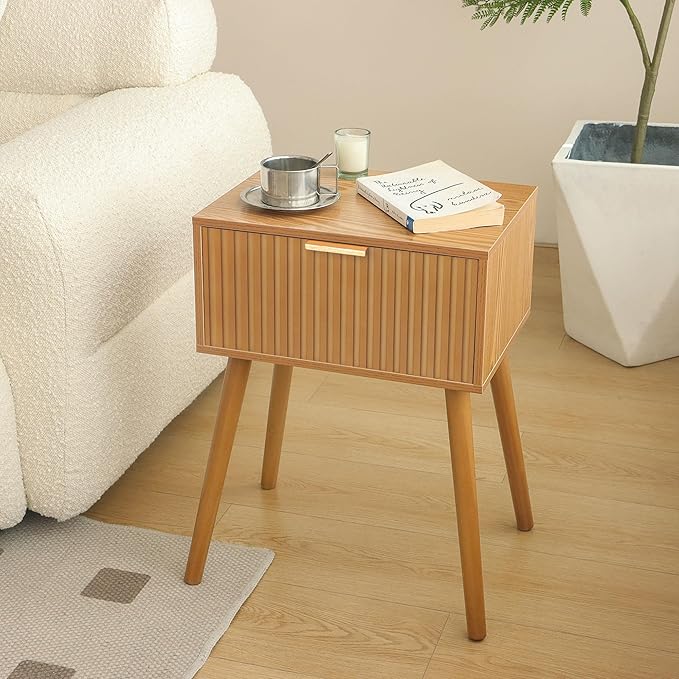 Fluted Nightstand, Small Bedside Table - Image 7