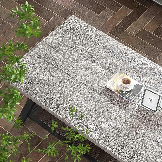 FOLUBAN Industrial Coffee Table, Rustic Wood and Metal Center Table - Image 4