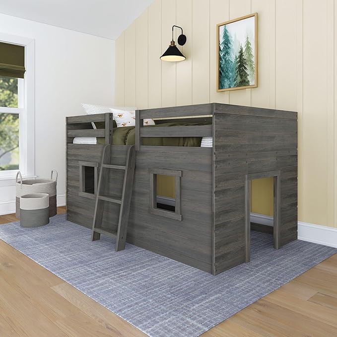 Max & Lily Modern Farmhouse Twin Low Loft Bed by MaxLily