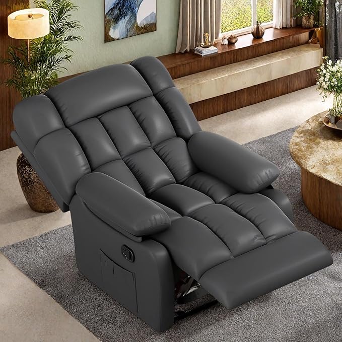 Oversized Recliner Chair, Leather Adjustable Recliner - Image 5