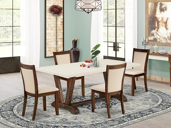 East West Furniture V727MZN32-5 5 Piece Dinette Set Includes a Rectangle Dining - Image 2