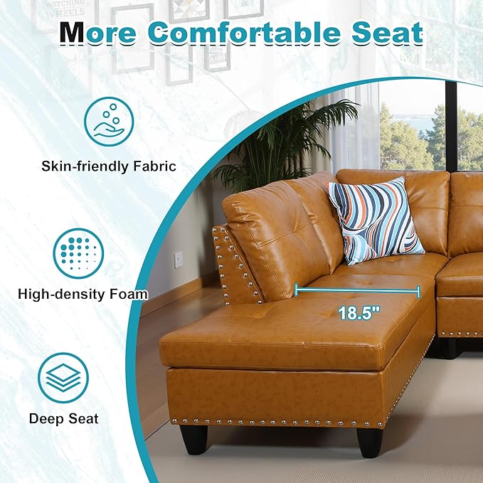 97.5" Oversized Sectional Couch, L Shaped Couch - Image 5