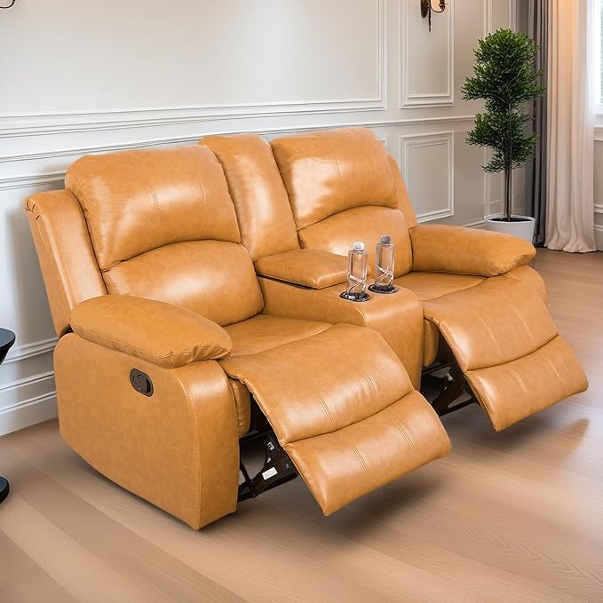 Loveseat Recliner Sofa, Reclining Loveseat Leather Couch - Image 7