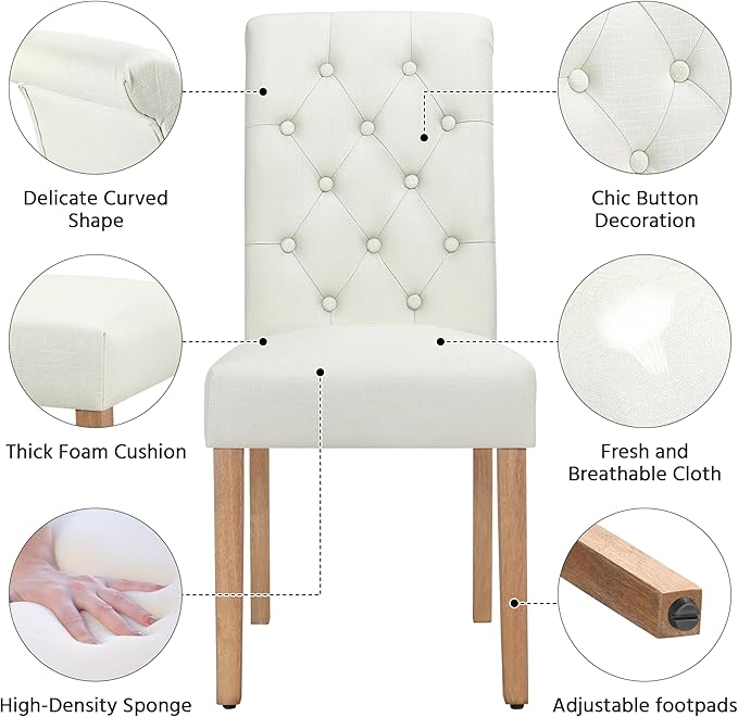 Yaheetech Dining Chairs Set of 6 Fabric Upholstered Dining Room Chairs - Image 4