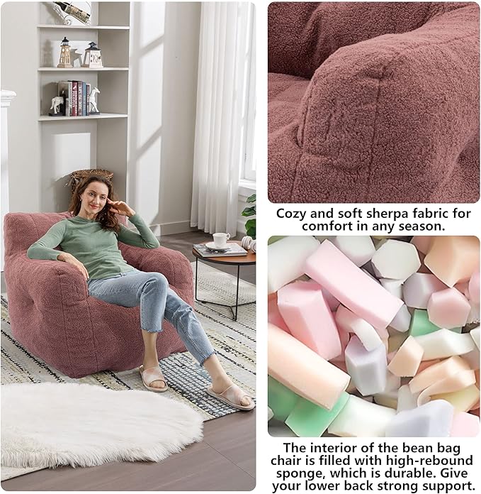 Recaceik Large Bean Bag Chairs, Tufted Soft Stuffed Bean Bag Chair - Image 7