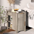 End Table with Charging Station 24'' Nightstand with Charging Station Vintage by HSSZXFR