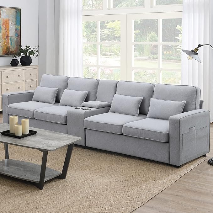 114.2" Linen Upholstered Sofa by Favfurish