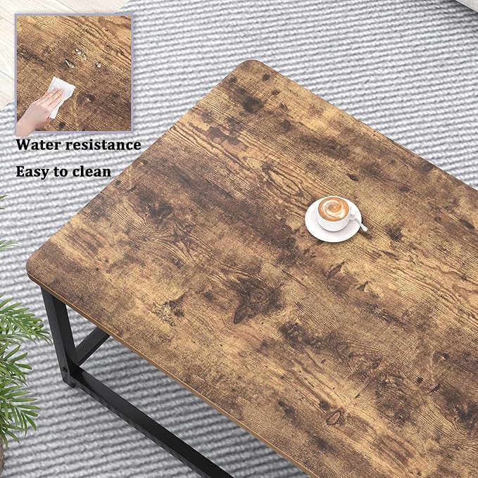 EXCEFUR Modern Coffee Table, Rustic Wood and Metal Living Room Table - Image 4