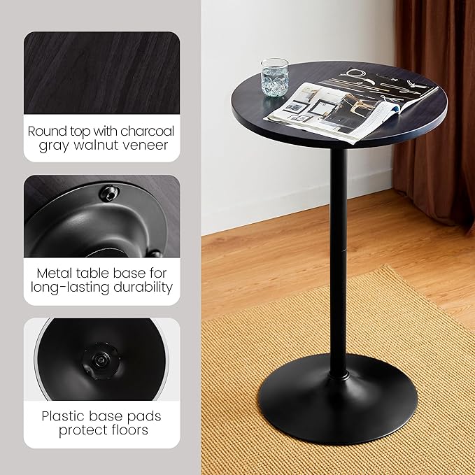 Glitzhome 39.5" H Round Bar Table Pub Table, Wood Top - Image 4
