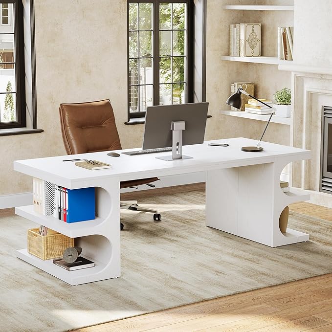 LITTLE TREE 62.2-Inch Executive Desk, Modern Home Office Desks, Office Table by LITTLETREE