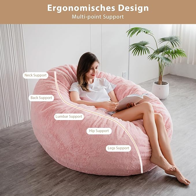 BYBYME 3 in 1 Bean Bag Chair, Convertible Chair Folds from Bean Bag to Lounger - Image 3