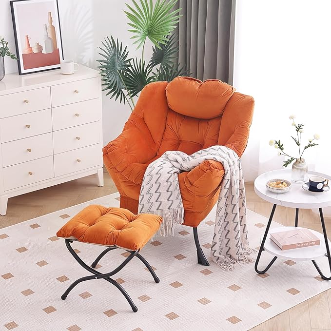 Lazy Chair with Ottoman, Modern Chair with Folding Footrest, Lounge Accent Chair - Image 6