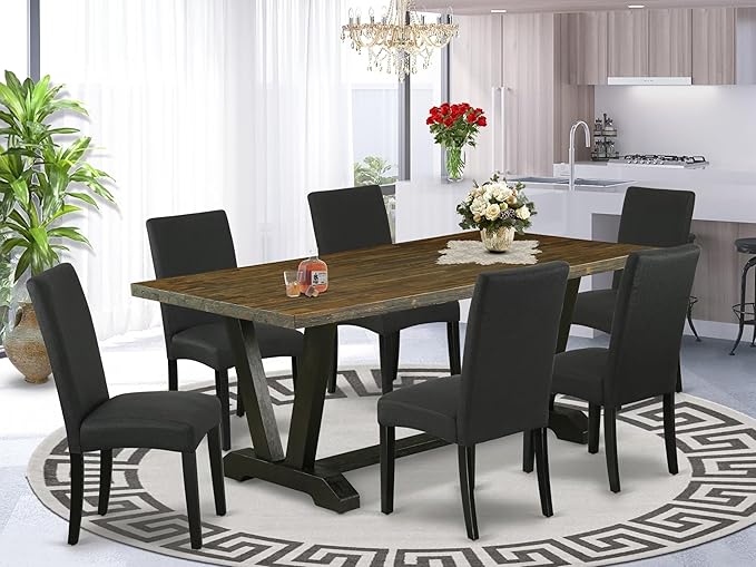 East West Furniture V677DR124-7 7 Piece Dining Set Consist of a Rectangle - Image 2