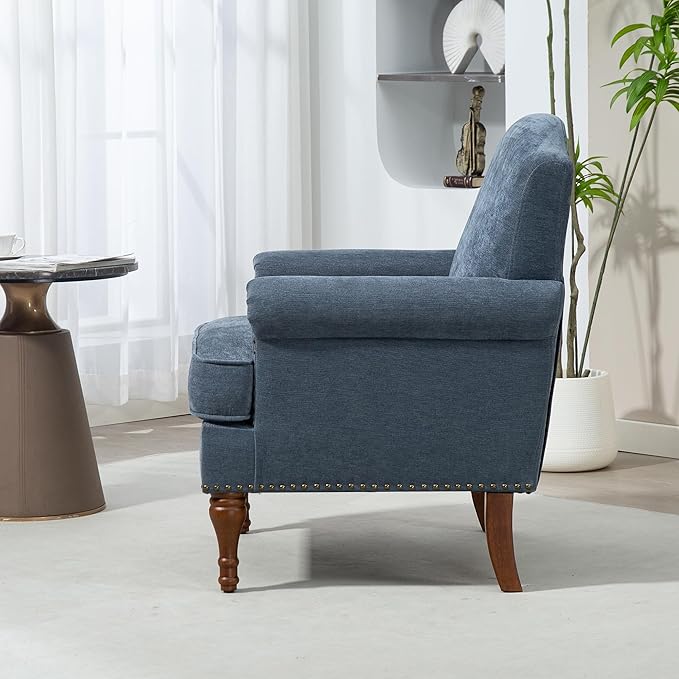 Ball & Cast Accent Chair with Nailhead Trim Armchair, Comfy Chenille Club Sofa - Image 4