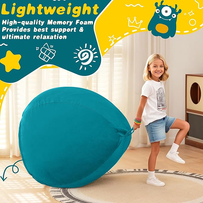 HABUTWAY 2FT Bean Bag Chair, Teardrop Bean Bag Chair Luxurious Velvet Ultra - Image 5