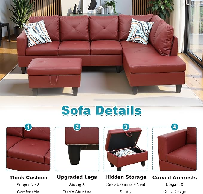 97" Oversized Sectional Couch, L Shaped Couch - Image 4