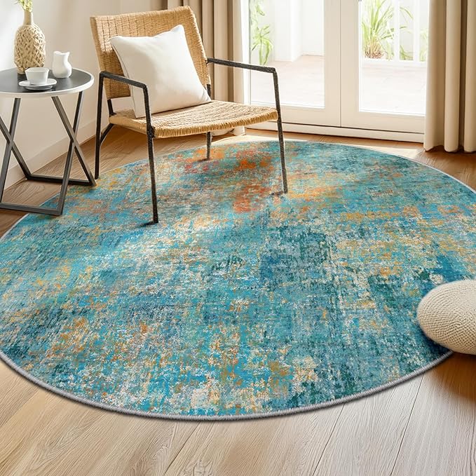 Washable Area Rugs 8ft Non-Slip Modern Abstract Soft - Image 2