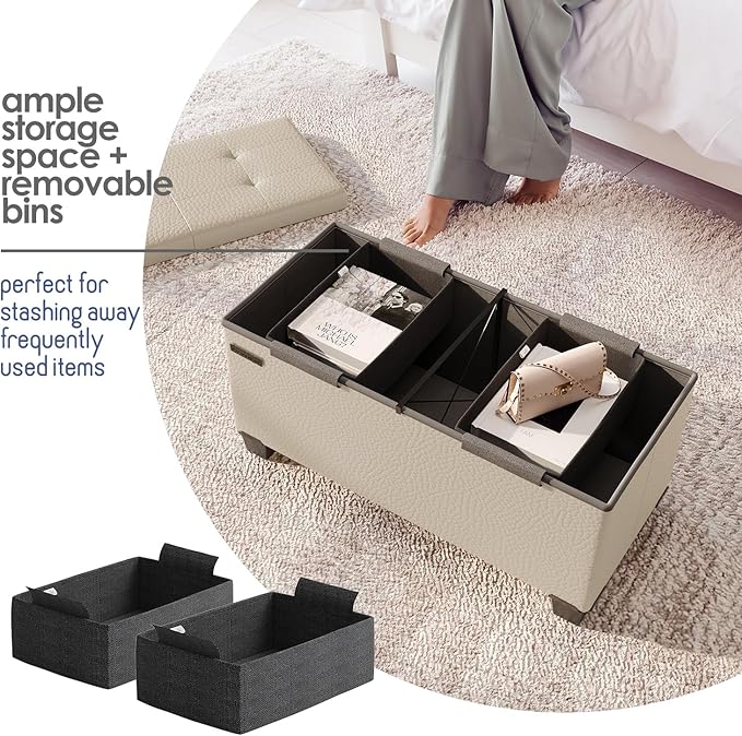 STORAGEBUD Storage Ottoman Bench - Image 3