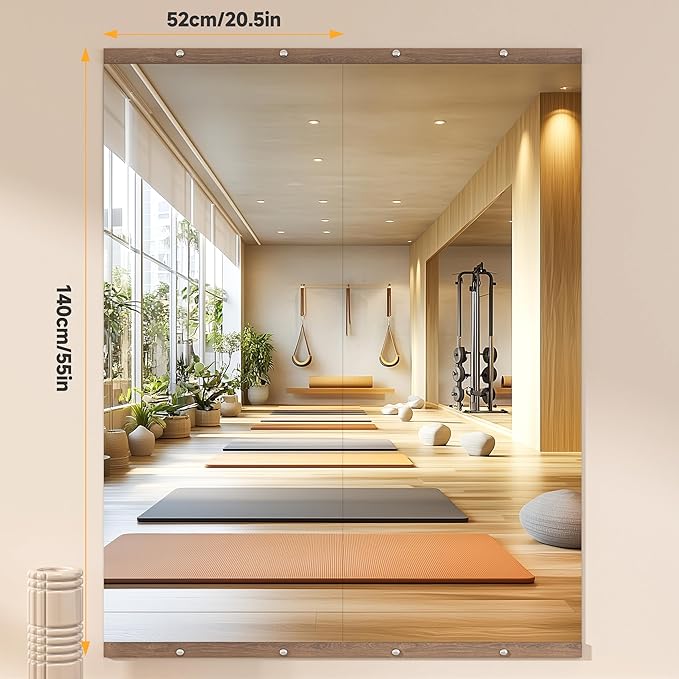 Hasipu 2Pcs 55''x20'' Home Gym Mirror Large Full Length Wall Mounted Full Body - Image 2