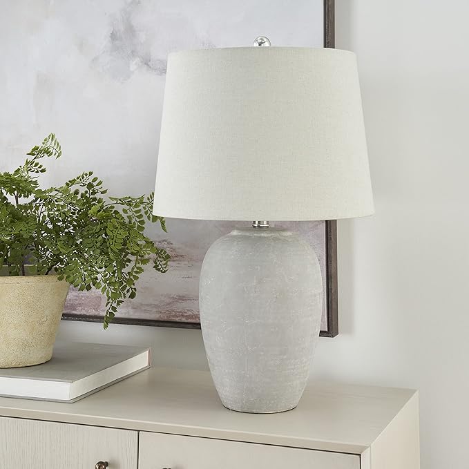Nourison Home 23" Vintage Grey Ceramic Pot Table Lamp by NourisonHome