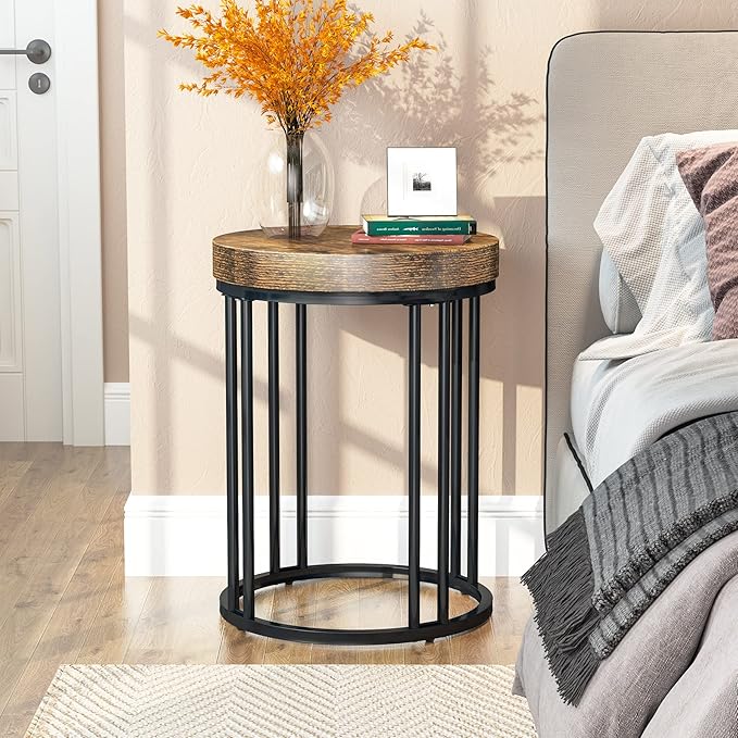 Tribesigns Round End Table, Modern Side Small Accent Nightstand - Image 6