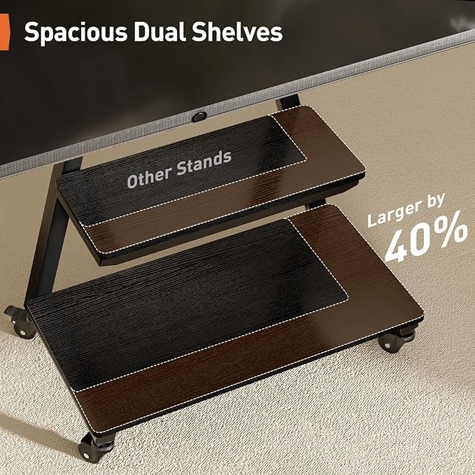 Perlegear Mobile TV Stand with Soundbar Mount, Rolling Floor TV Stand with - Image 4