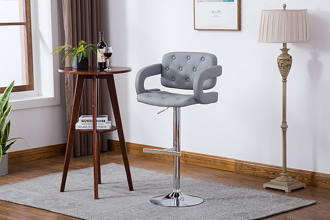 AC Pacific Contemporary Adjustable Swivel Kitchen Bar Stool Chair - Image 12