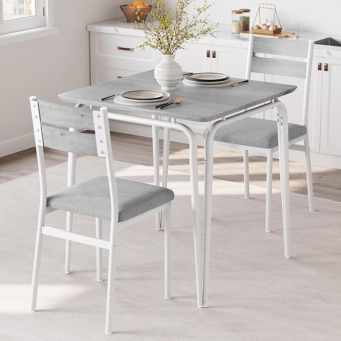 Dining Table for 2, Small Table and Chairs Set of 2, Square Dinette Set for 2 by GarveeHome