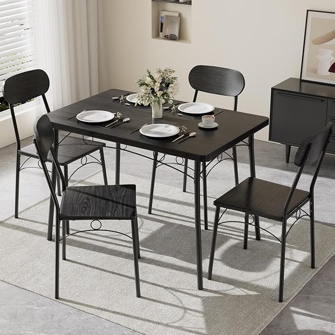 VECELO Dining Table Set for 4, 5-Piece Kitchen Table by VECELO