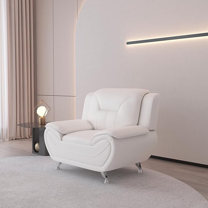 Container Furniture Direct Michael Modern Faux Leather Upholstered Stainless - Image 9