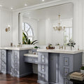 Hasipu Brushed Silver Bathroom Mirror 63x35 Inch Rounded Rectangle Vanity by Whatssuitableisthebest