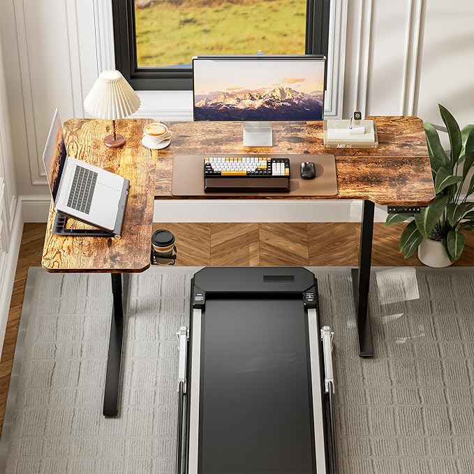 51" Reversiable L-Shaped Electric Standing Desk Adjustable Height Gaming Stand - Image 8