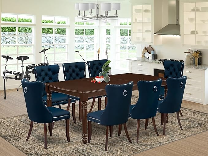 East West Furniture DODA9-MAH-29 9 Piece Dining Set Contains a Rectangle - Image 2