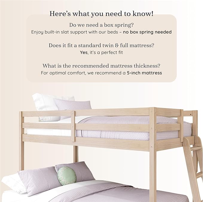 Grain & Grove Bear Twin Over Full Bunk Bed, Low Bunk Bed Frame - Image 5