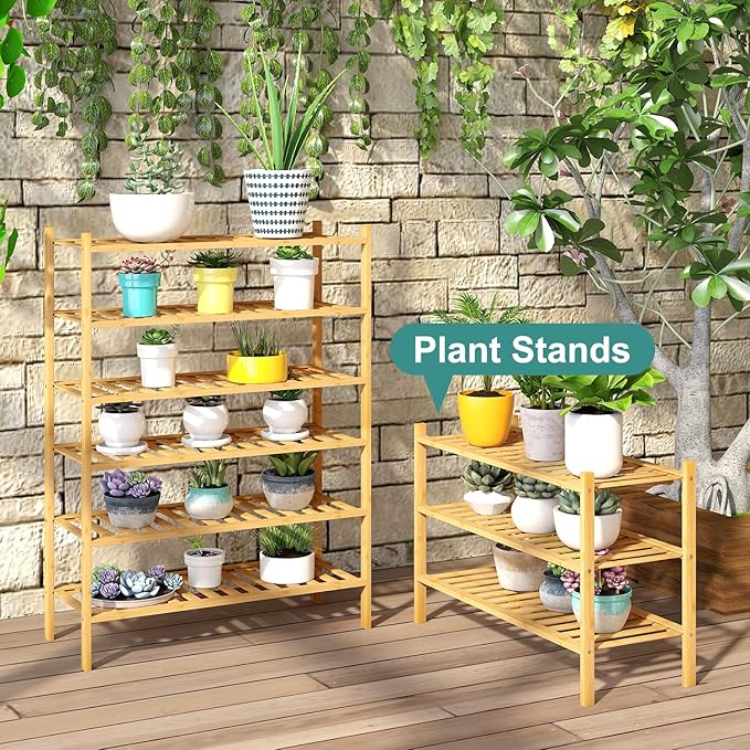 3-Tier Free Standing Shoe Racks, Bamboo Wood Shoe Rack - Image 5