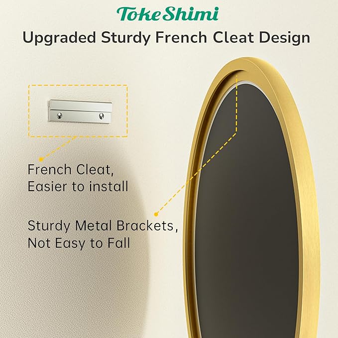 TokeShimi 30 in Round Framed Brushed Gold Mirror Bathroom Tempered, - Image 6