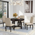 5 Pieces Dining Table Set with 43" Round Extendable Desk, Living Room Furniture by Unknown