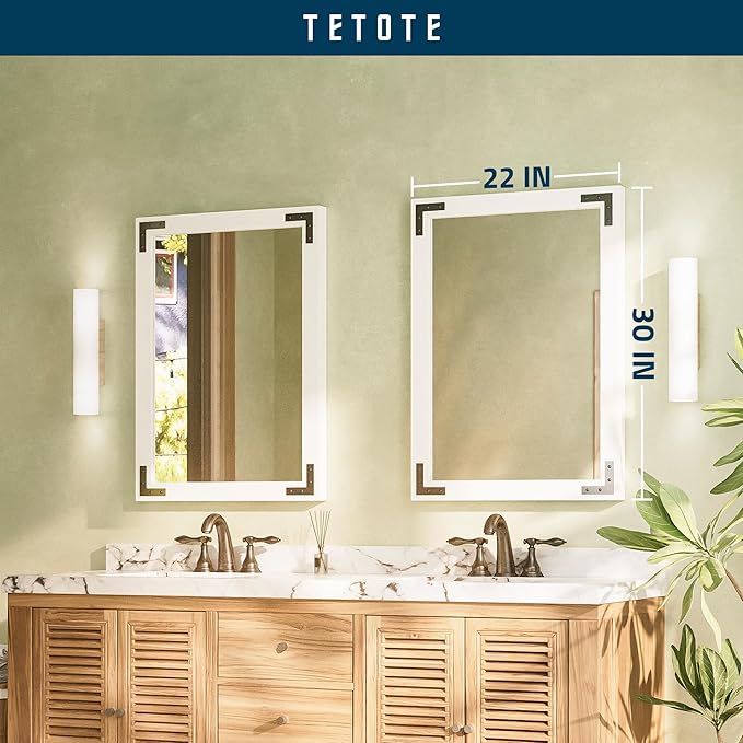 TETOTE 22 x 30 White Wood Framed Mirror - Image 7