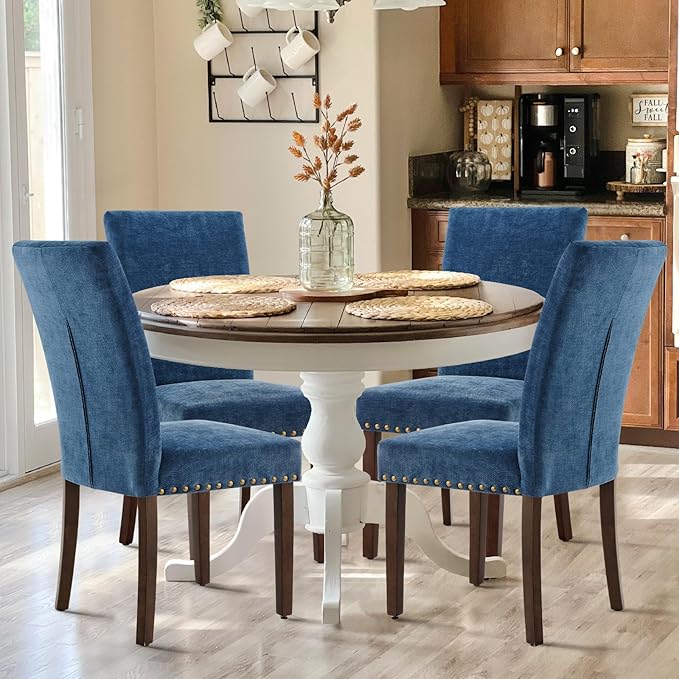 COLAMY Upholstered Parsons Dining Chairs Set of 4, Fabric Dining Room Kitchen - Image 4