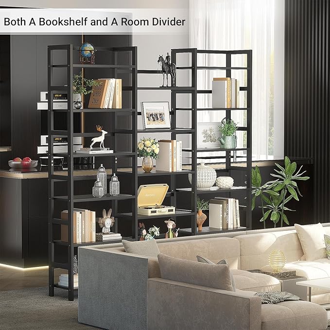 Homykic Bamboo Triple Wide Shallow Bookshelves and Bookcases, 6-Tier 6ft Tall - Image 7
