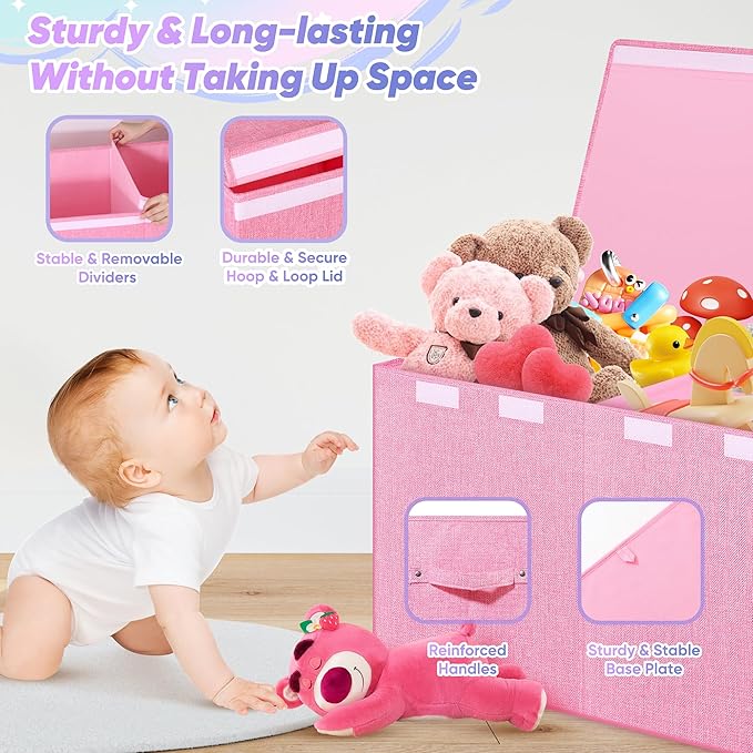 Extra Large Toy Box, Toybox for Kids Boys Girls, Collapsible Sturdy Toy Storage - Image 4