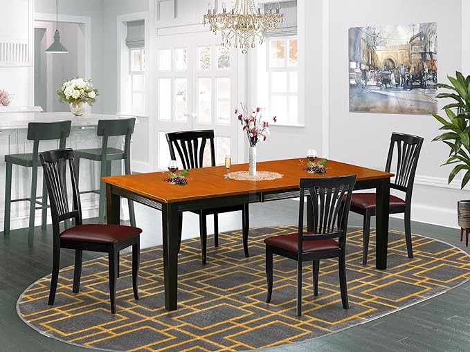 East West Furniture QUAV5-BCH-LC 5 Piece Dinette Set Includes a Rectangle - Image 2