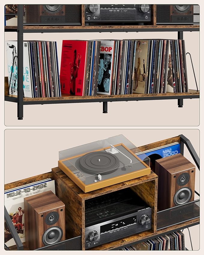 Large Record Player Table, Holds up to 400 Albums, Medieval Rustic Vinyl Record - Image 4