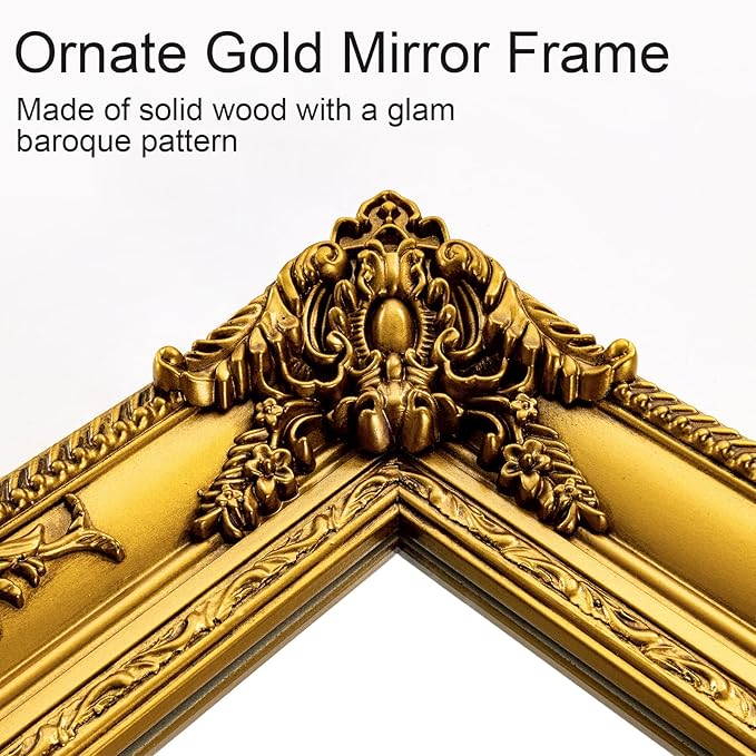 Antique Gold Mirror for Wall Decor, Traditional Antique Living Room Mirror - Image 3