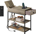 WLIVE Narrow Side Table with 2 USB Ports and 2 Outlets, Flip Top End Table with by WLIVE