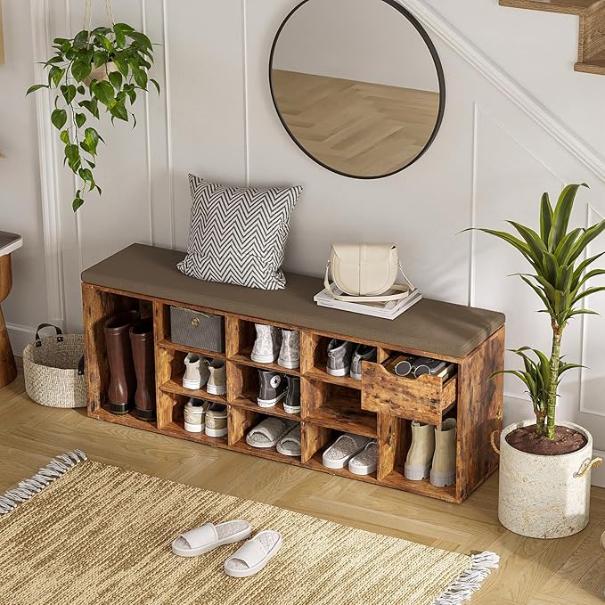 DINZI LVJ Shoe Bench, Entryway Storage Bench - Image 2