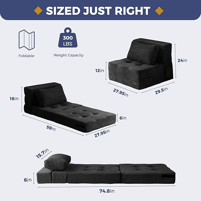 MAXYOYO Convertible Sofa Bed, Fold Out Single Sleeper Sofa - Image 2
