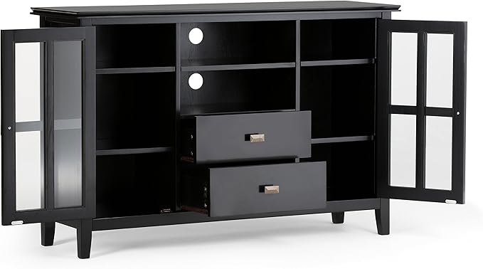 SIMPLIHOME Artisan SOLID WOOD 53 Inch Wide Transitional TV Media Stand in Black - Image 2