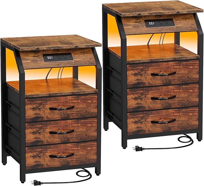 End Tables Set of 2, Nightstands by SZLHANJZ
